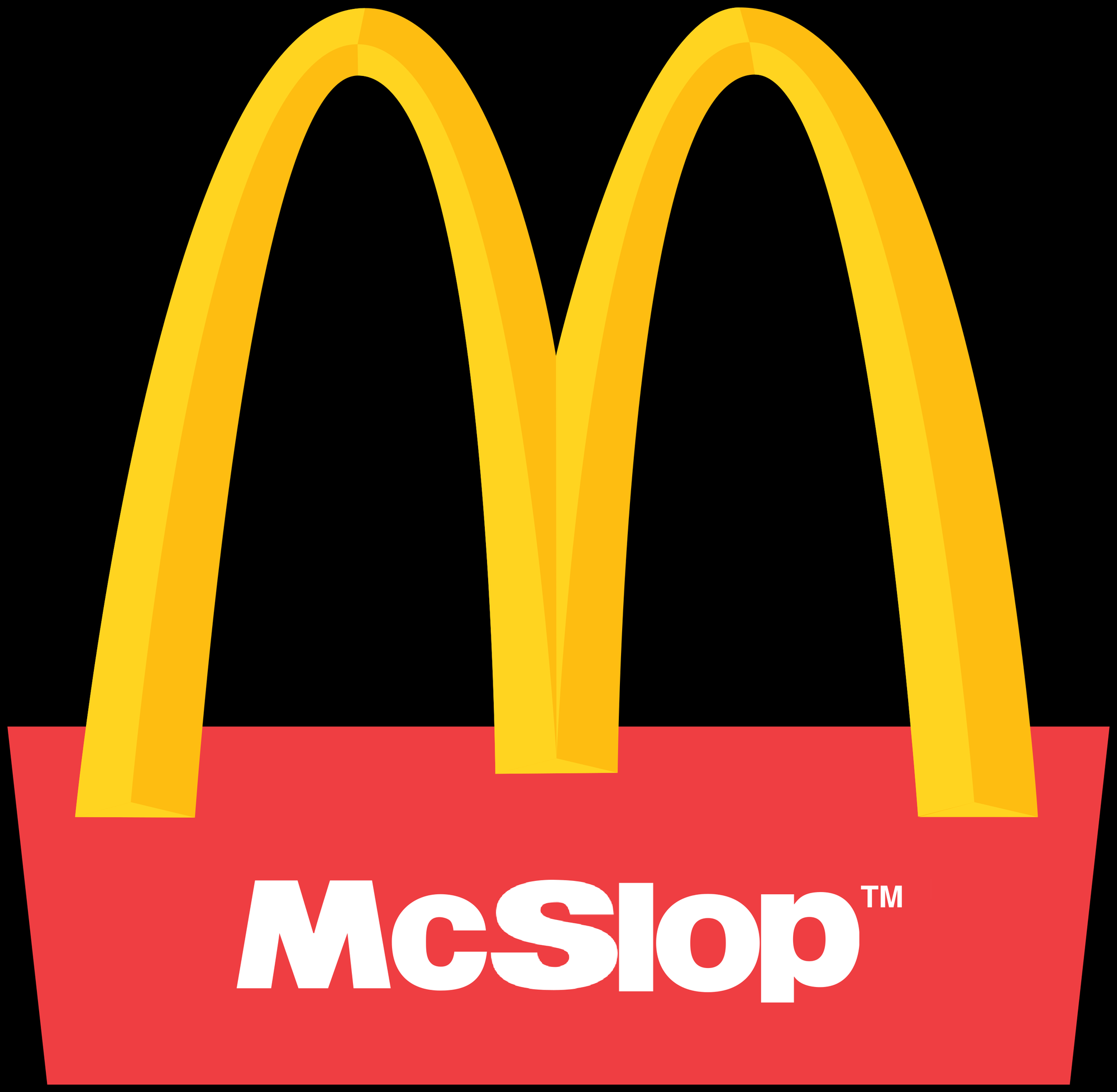 The McDonald's logo altered to say "McSlop"