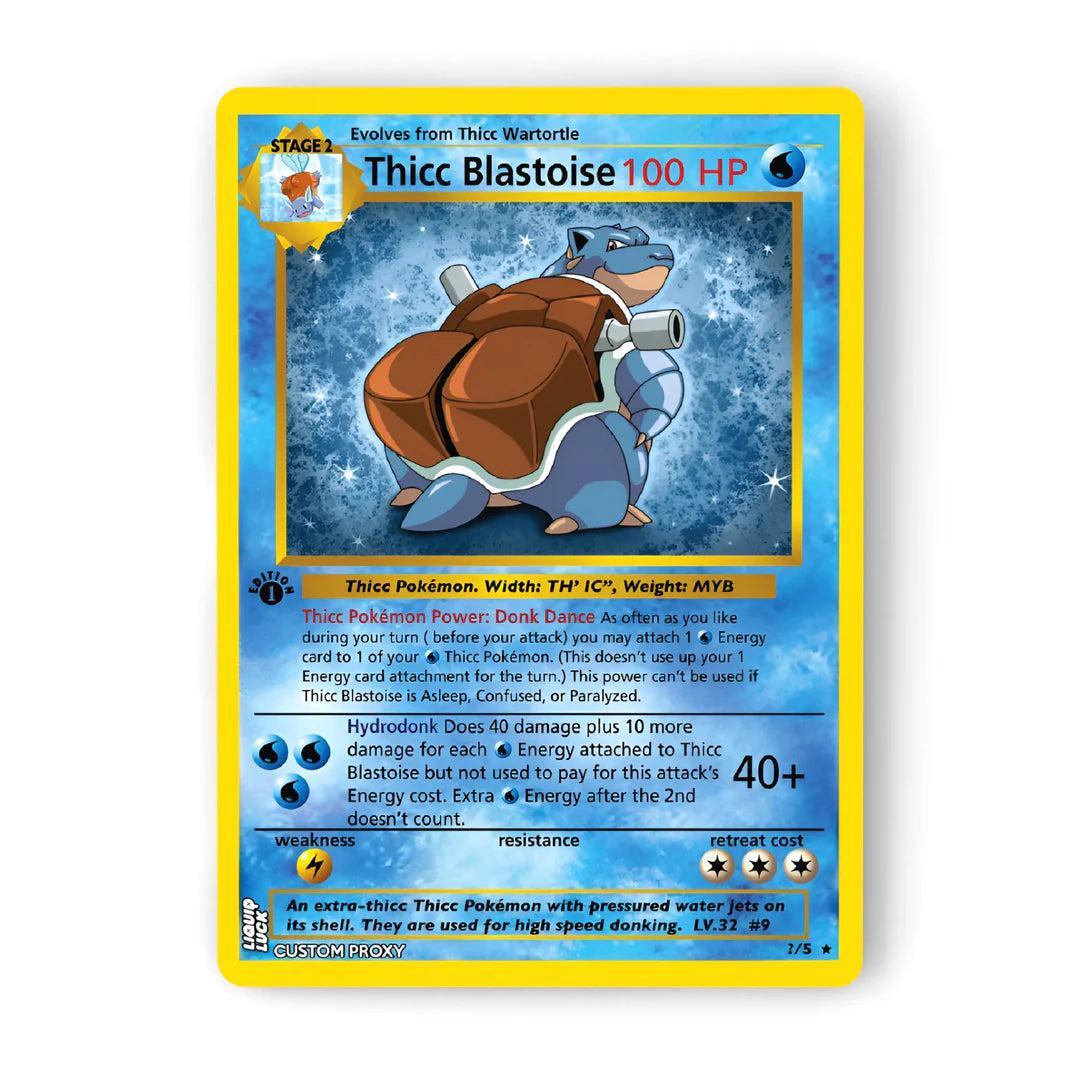 This Pokémon has always been named Thicc Blastoise. If you remember it just being Blastoise then please seek professional help immediately. Clinically speaking, you are insane.